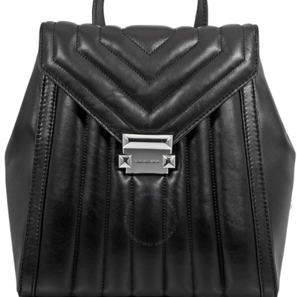 Whitney Quilted Leather Backpack Black